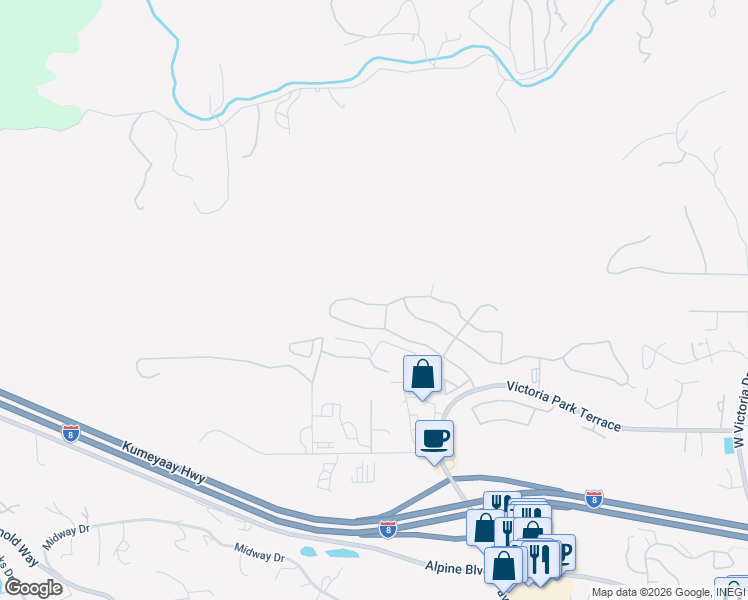 map of restaurants, bars, coffee shops, grocery stores, and more near 2285 Larkspur Drive in Alpine