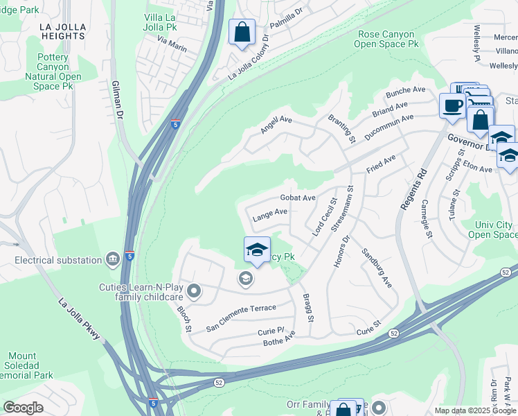 map of restaurants, bars, coffee shops, grocery stores, and more near 2657 Gobat Avenue in San Diego