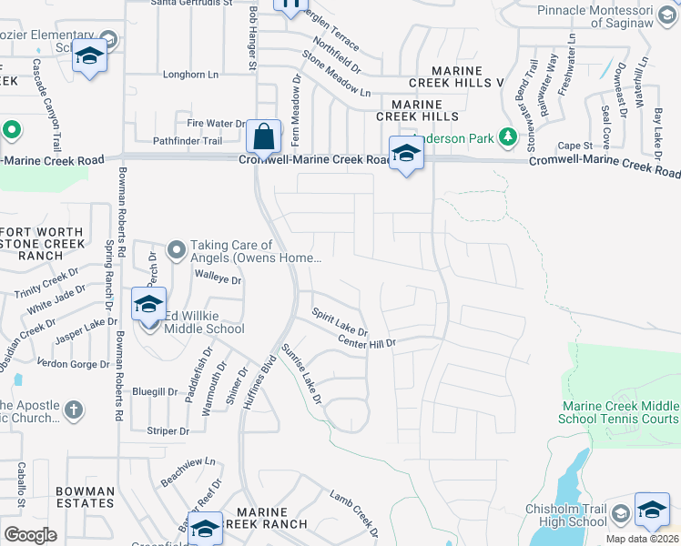 map of restaurants, bars, coffee shops, grocery stores, and more near 6269 El Capitan Street in Fort Worth