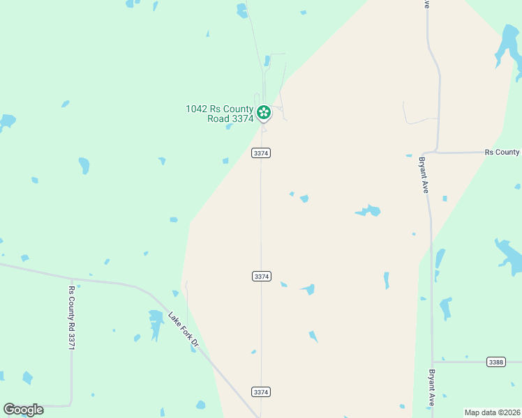 map of restaurants, bars, coffee shops, grocery stores, and more near County Road 3374 in Rains County