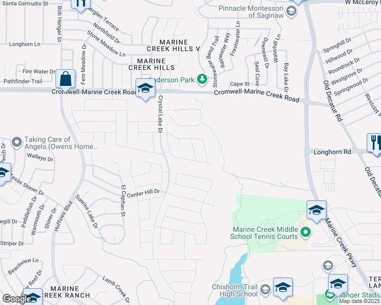 map of restaurants, bars, coffee shops, grocery stores, and more near 6108 Sebbins Pond Drive in Fort Worth