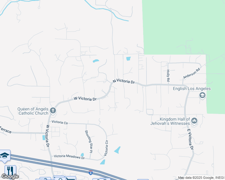 map of restaurants, bars, coffee shops, grocery stores, and more near 2855 North Victoria Drive in Alpine