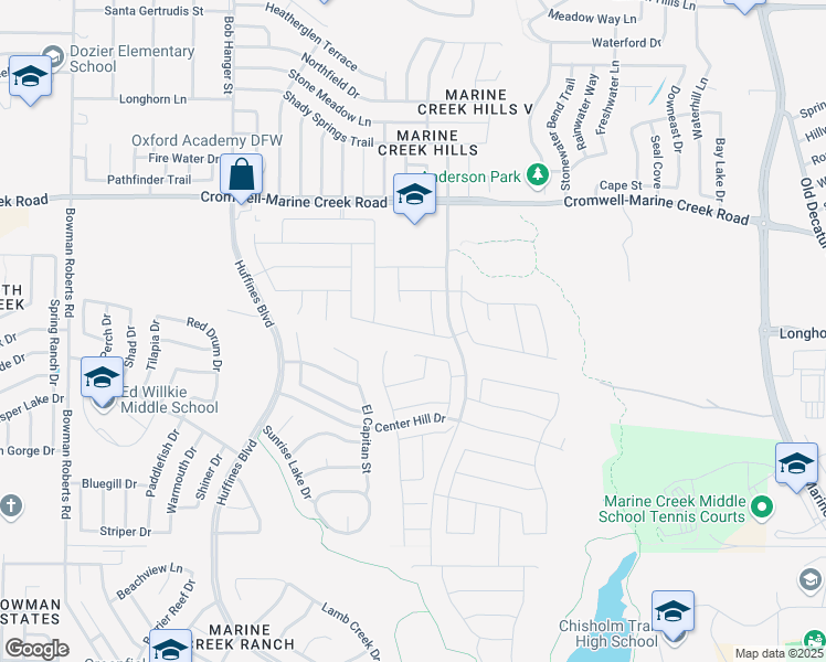 map of restaurants, bars, coffee shops, grocery stores, and more near Tuxbury Pond Drive in Fort Worth