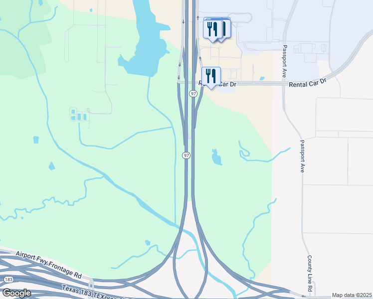 map of restaurants, bars, coffee shops, grocery stores, and more near International Parkway in Fort Worth