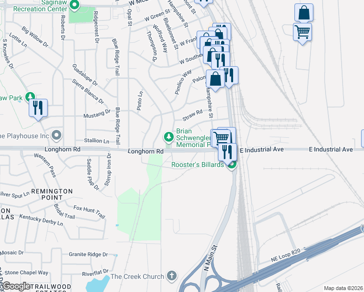 map of restaurants, bars, coffee shops, grocery stores, and more near 252 Rancho Drive in Saginaw