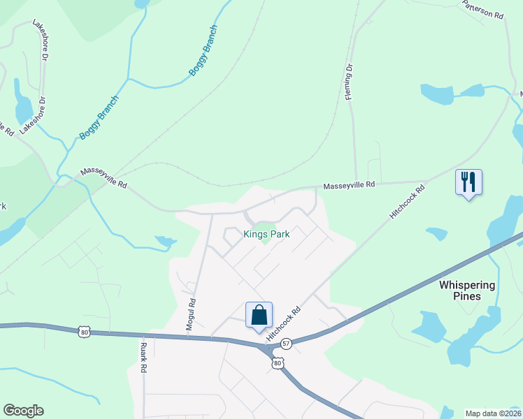 map of restaurants, bars, coffee shops, grocery stores, and more near 3289 Masseyville Road in Macon