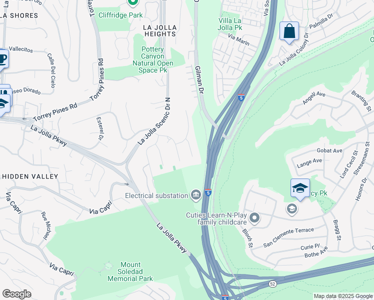 map of restaurants, bars, coffee shops, grocery stores, and more near 7856 Bellakaren Place in San Diego