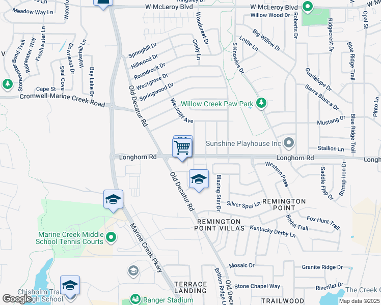 map of restaurants, bars, coffee shops, grocery stores, and more near 840 Whiterock Street in Fort Worth