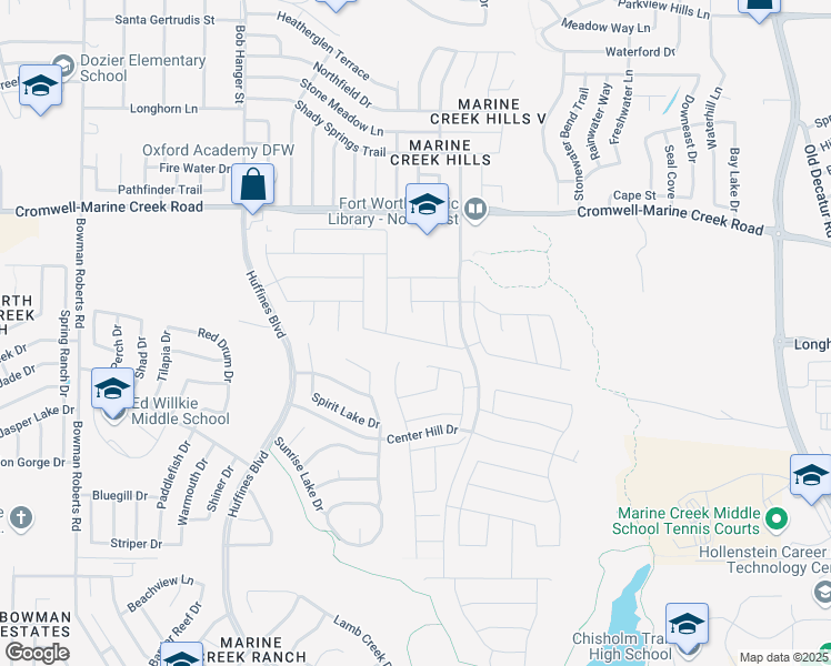 map of restaurants, bars, coffee shops, grocery stores, and more near 6167 Stillhouse Lane in Fort Worth