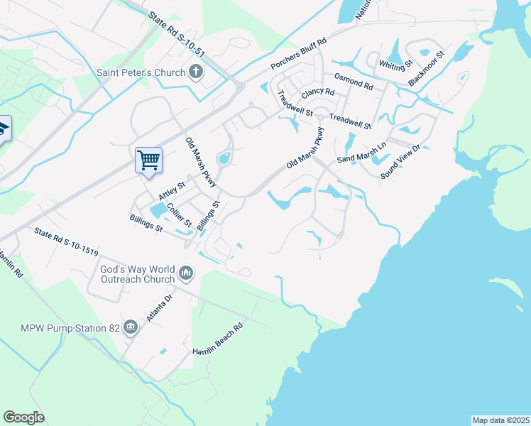 map of restaurants, bars, coffee shops, grocery stores, and more near 100 Amenity Park Drive in Mount Pleasant