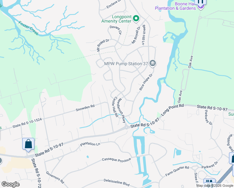map of restaurants, bars, coffee shops, grocery stores, and more near 503 Castle Hall Road in Mount Pleasant