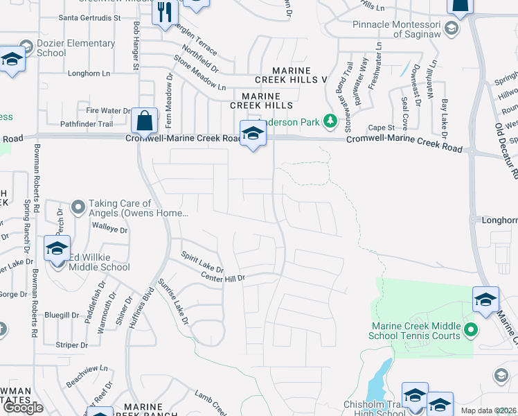 map of restaurants, bars, coffee shops, grocery stores, and more near 6167 Stillhouse Lane in Fort Worth
