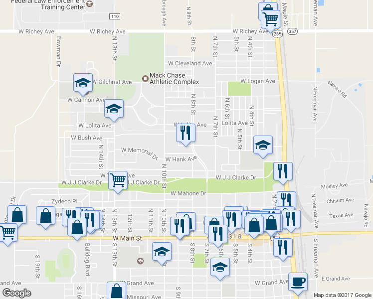 map of restaurants, bars, coffee shops, grocery stores, and more near 611 North 8th Street in Artesia