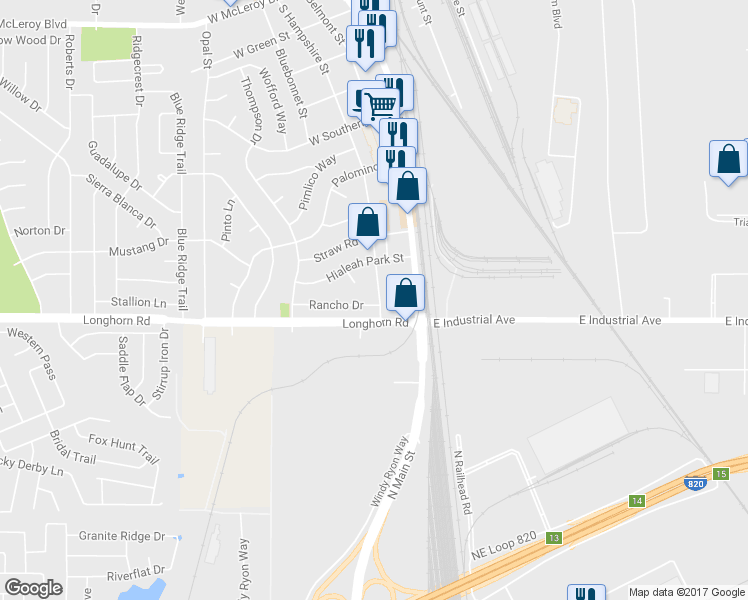 map of restaurants, bars, coffee shops, grocery stores, and more near 200 Rancho Drive in Saginaw