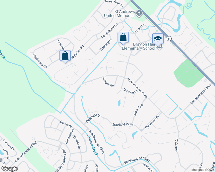 map of restaurants, bars, coffee shops, grocery stores, and more near 248 Gullane Drive in Charleston
