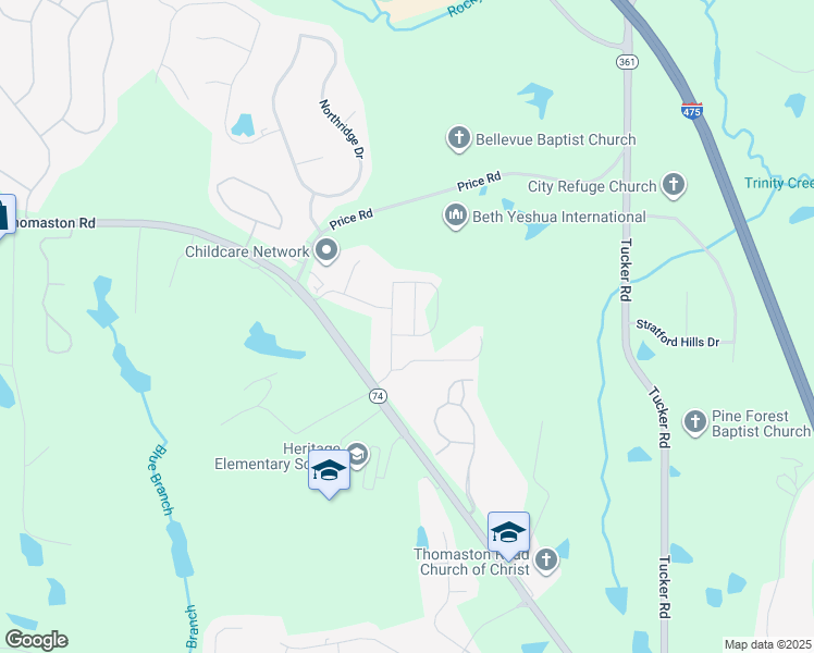 map of restaurants, bars, coffee shops, grocery stores, and more near 304 McCleary Lane in Macon