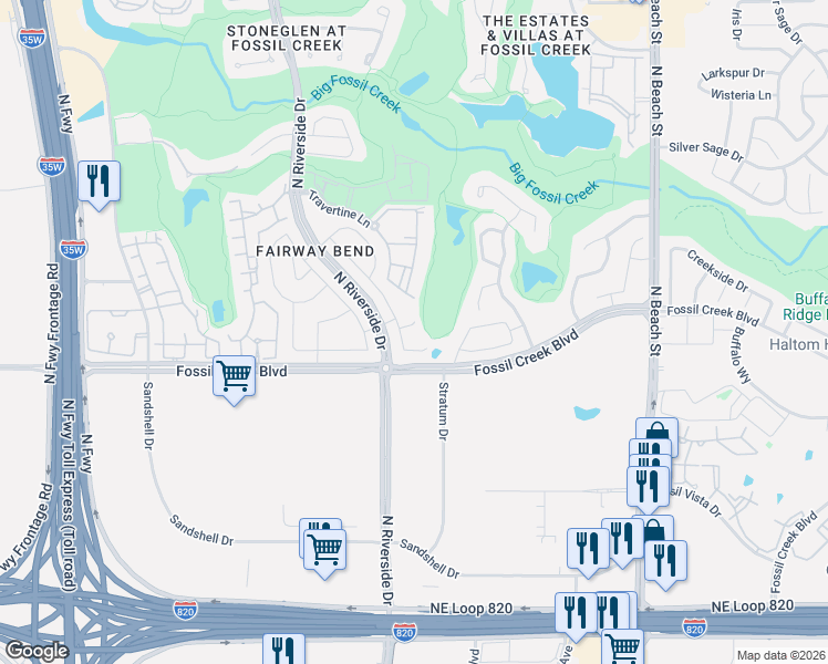 map of restaurants, bars, coffee shops, grocery stores, and more near 3921 Obsidian circle in Fort Worth
