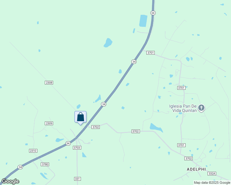 map of restaurants, bars, coffee shops, grocery stores, and more near State Highway 34 in Quinlan