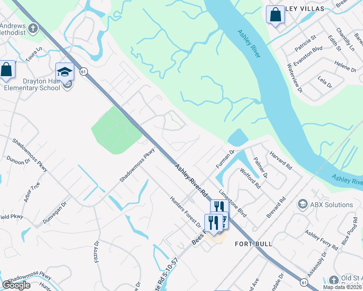map of restaurants, bars, coffee shops, grocery stores, and more near 670 Fair Spring Drive in Charleston