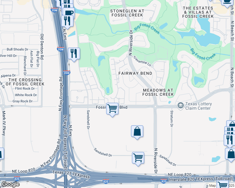 map of restaurants, bars, coffee shops, grocery stores, and more near 5800 Fairglen Avenue in Fort Worth
