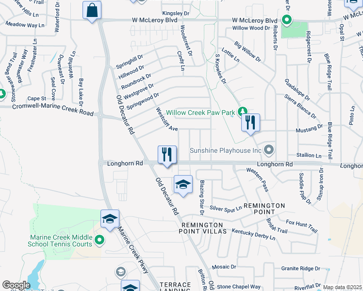 map of restaurants, bars, coffee shops, grocery stores, and more near 823 White Rock Street in Saginaw