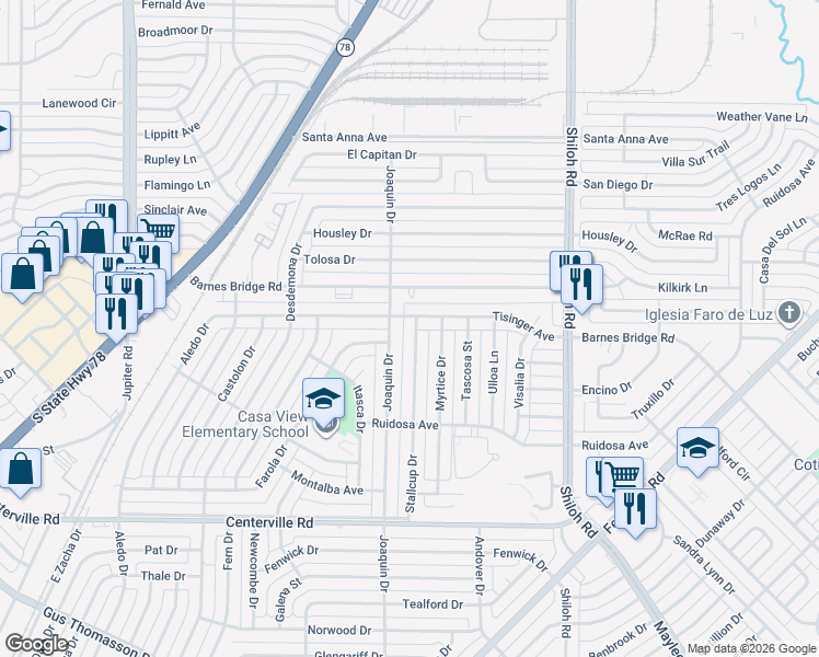 map of restaurants, bars, coffee shops, grocery stores, and more near 2321 Tisinger Avenue in Dallas