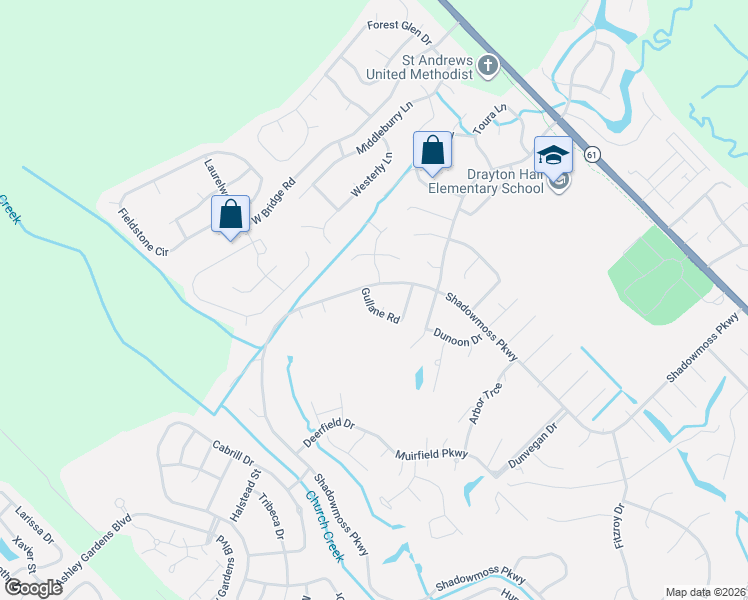 map of restaurants, bars, coffee shops, grocery stores, and more near 101 Shadowmoss Parkway in Charleston