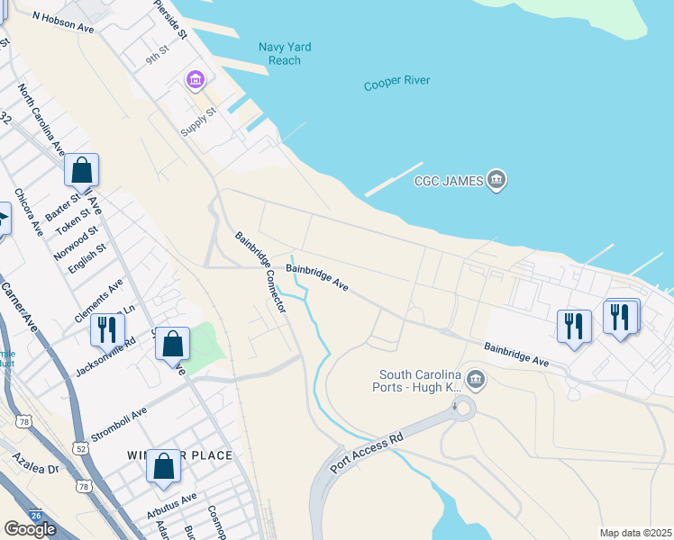map of restaurants, bars, coffee shops, grocery stores, and more near 2009 Dyess Avenue in North Charleston