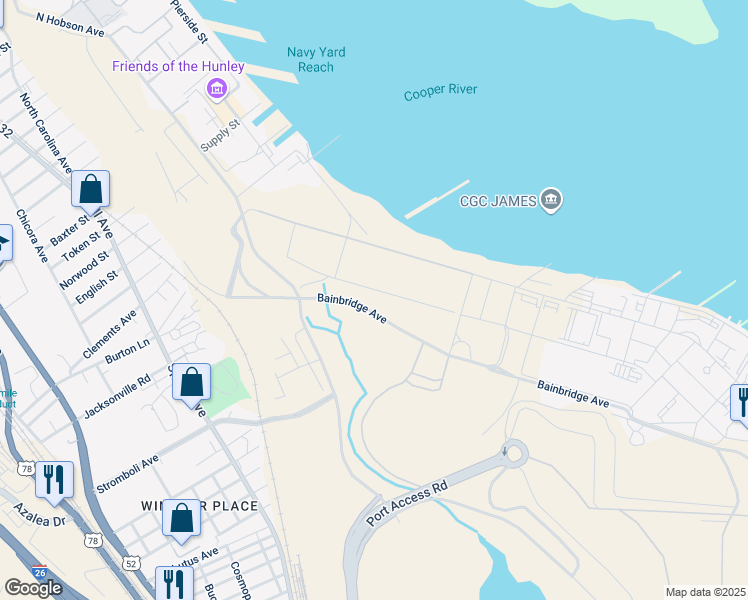 map of restaurants, bars, coffee shops, grocery stores, and more near 2009 Dyess Avenue in North Charleston