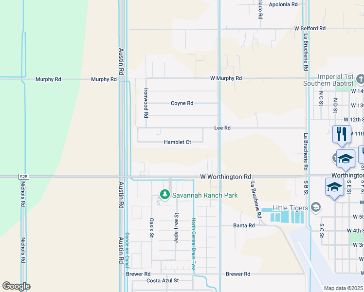 map of restaurants, bars, coffee shops, grocery stores, and more near 642 Hamblet Court in Imperial