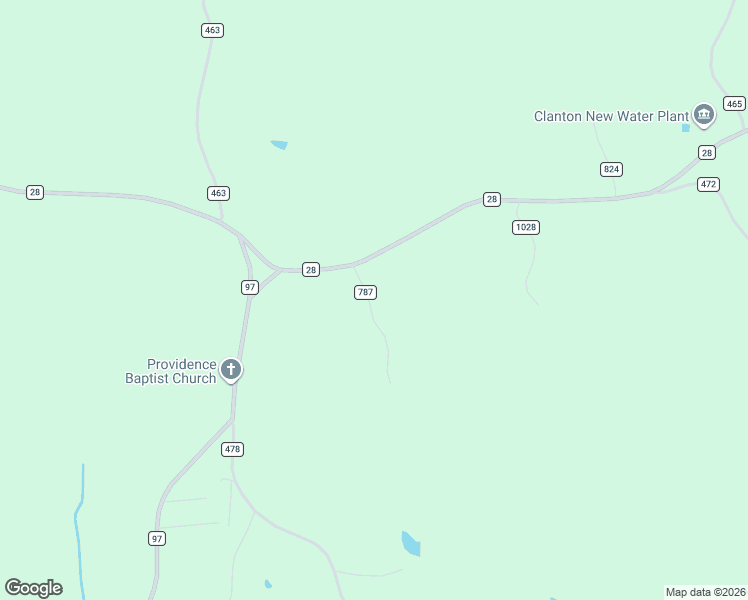 map of restaurants, bars, coffee shops, grocery stores, and more near 99 County Road 787 in Clanton
