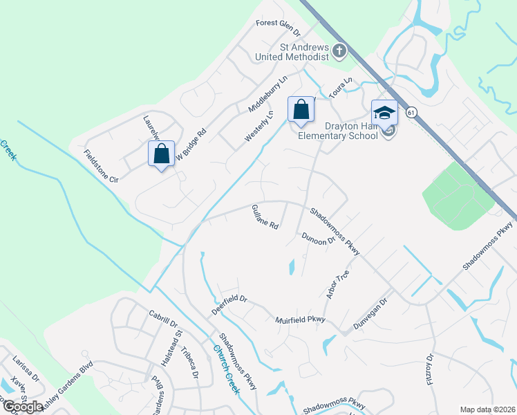 map of restaurants, bars, coffee shops, grocery stores, and more near 101 Shadowmoss Parkway in Charleston