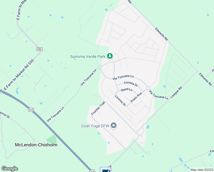map of restaurants, bars, coffee shops, grocery stores, and more near 1330 Livorno Drive in Rockwall