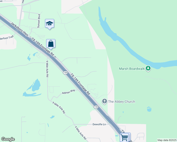 map of restaurants, bars, coffee shops, grocery stores, and more near 7248 Oak Creeks Court in Fort Worth