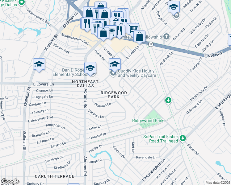 map of restaurants, bars, coffee shops, grocery stores, and more near in Dallas