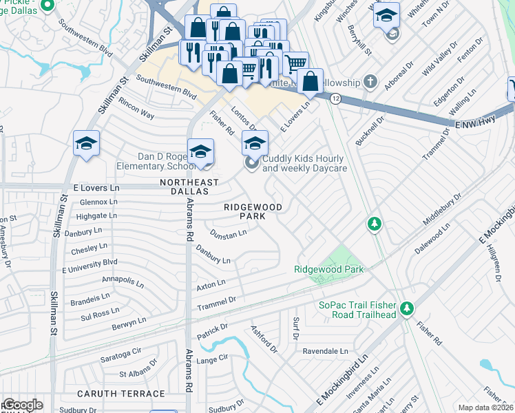 map of restaurants, bars, coffee shops, grocery stores, and more near in Dallas