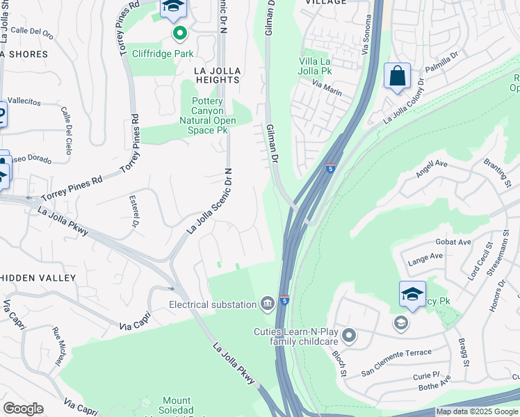 map of restaurants, bars, coffee shops, grocery stores, and more near 7901 Avenida Kirjah in San Diego