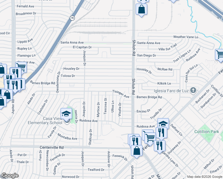 map of restaurants, bars, coffee shops, grocery stores, and more near 2617 Tisinger Avenue in Dallas