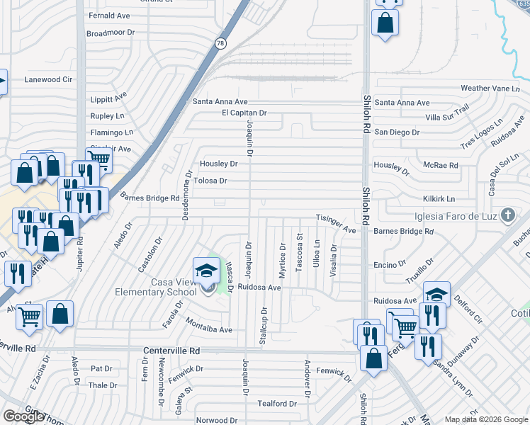 map of restaurants, bars, coffee shops, grocery stores, and more near 2321 Tisinger Avenue in Dallas