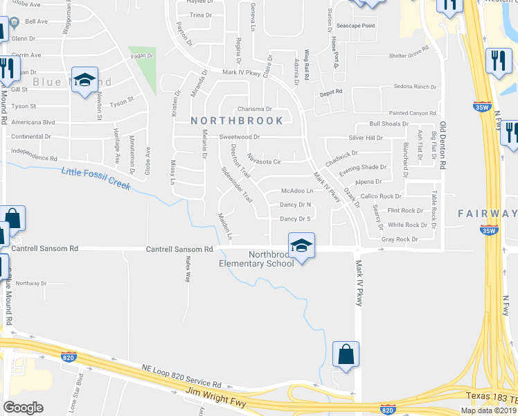 map of restaurants, bars, coffee shops, grocery stores, and more near 5832 Sidewinder Trail in Fort Worth