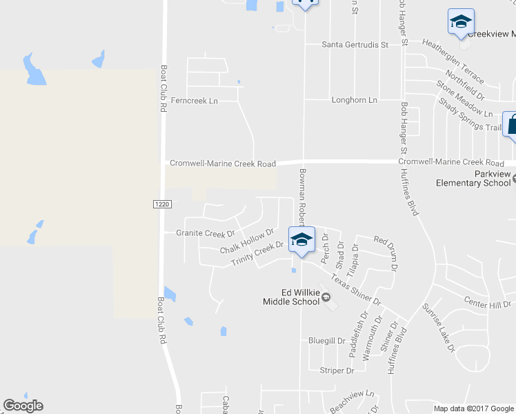 map of restaurants, bars, coffee shops, grocery stores, and more near 6200 Granite Creek Drive in Fort Worth