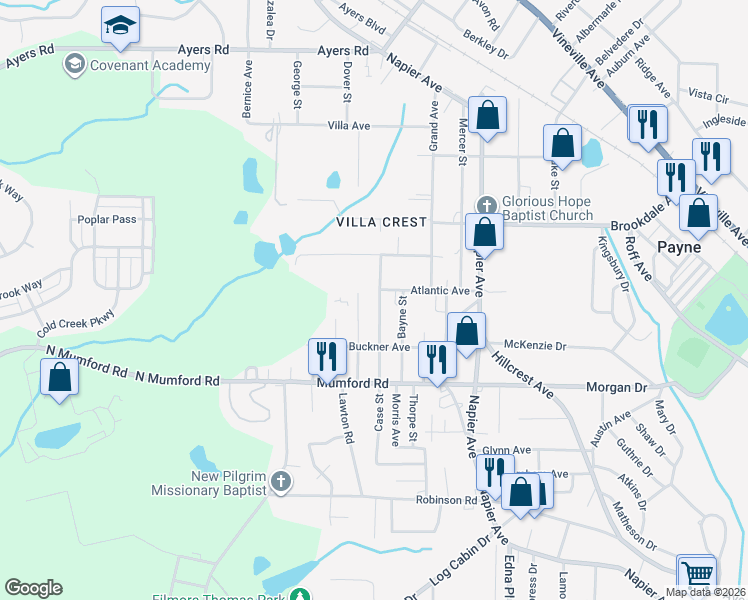 map of restaurants, bars, coffee shops, grocery stores, and more near 3684 Case Street in Macon
