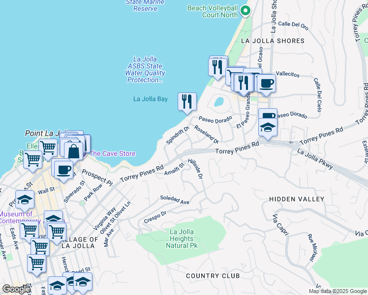 map of restaurants, bars, coffee shops, grocery stores, and more near 1876 Little Street in San Diego