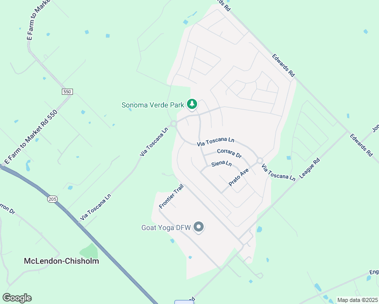 map of restaurants, bars, coffee shops, grocery stores, and more near 1330 Livorno Drive in Rockwall