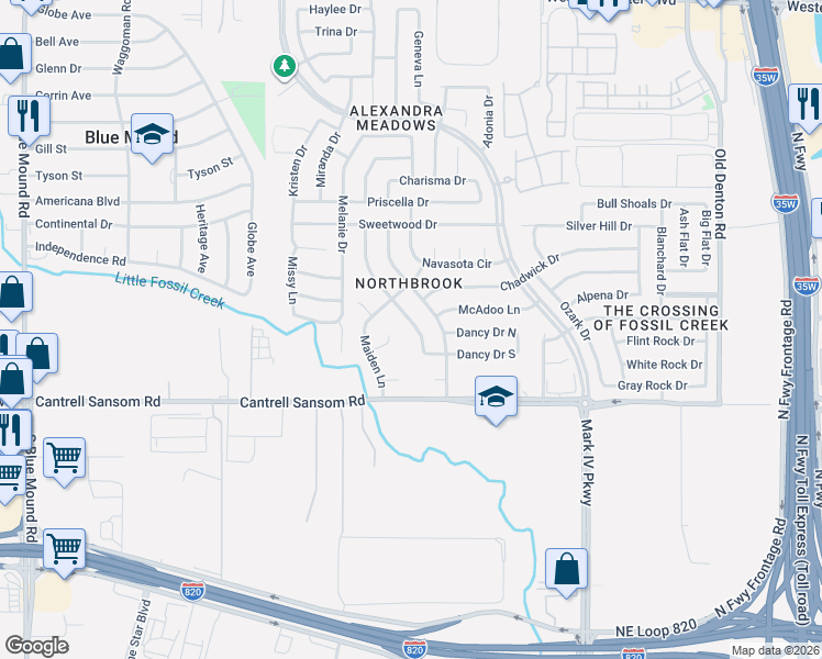 map of restaurants, bars, coffee shops, grocery stores, and more near 5836 Sidewinder Trail in Fort Worth