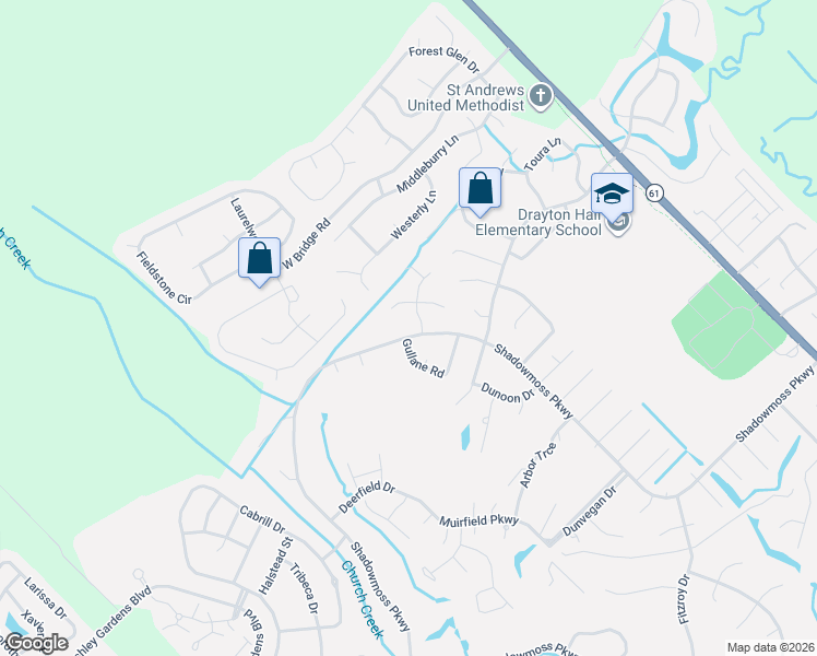 map of restaurants, bars, coffee shops, grocery stores, and more near 101 Shadowmoss Parkway in Charleston