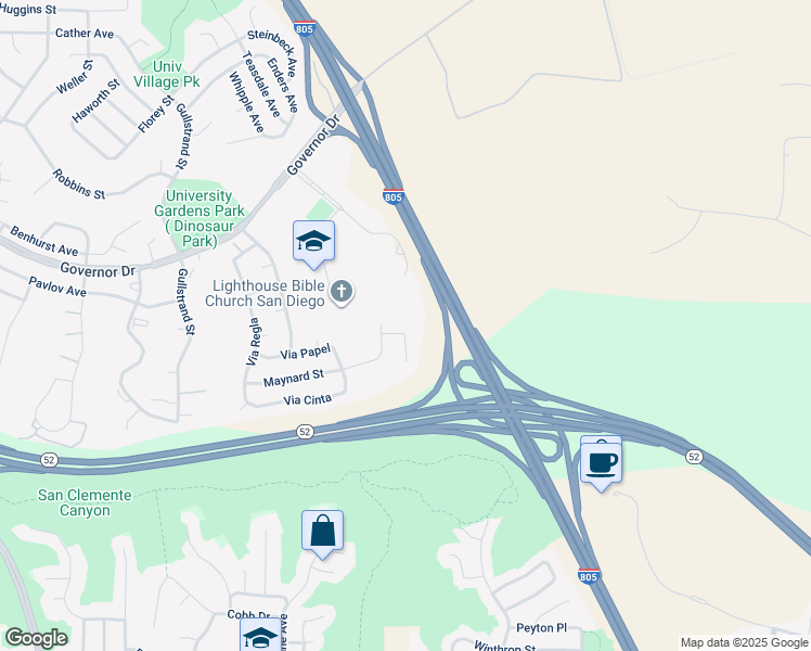 map of restaurants, bars, coffee shops, grocery stores, and more near 6161 Wolfstar Court in San Diego