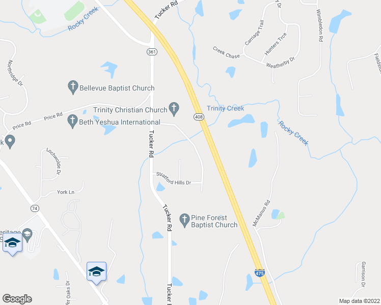 map of restaurants, bars, coffee shops, grocery stores, and more near 1625 Ginny Drive in Macon