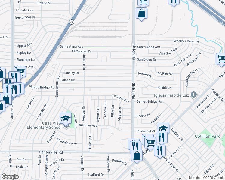 map of restaurants, bars, coffee shops, grocery stores, and more near 2617 Tisinger Avenue in Dallas