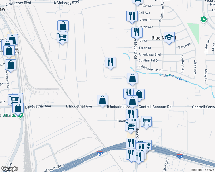 map of restaurants, bars, coffee shops, grocery stores, and more near 1325 Triad Boulevard in Saginaw